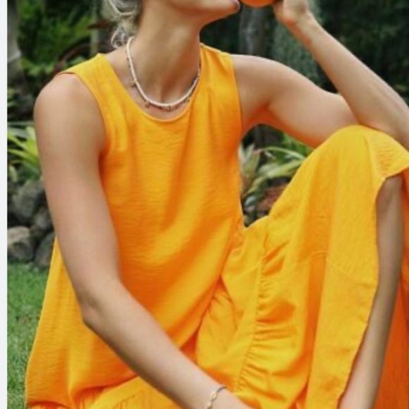 Anthropologie Orange Midi Dress - Picture 2 of 7